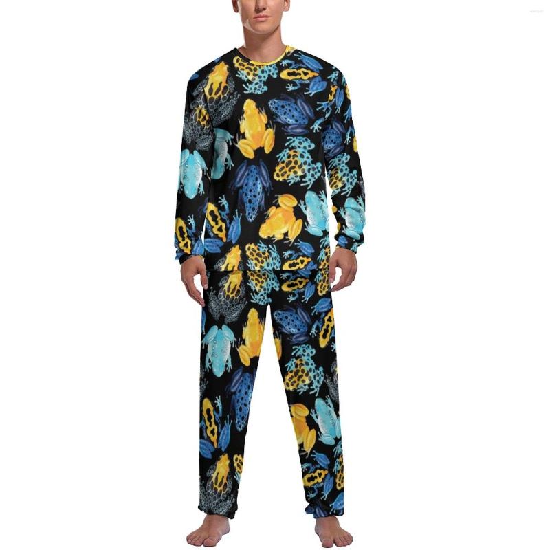 

Men's Sleepwear Colorful Frog Print Pajamas Winter Tropical Animal Leisure Mens 2 Pieces Graphic Long Sleeves Trendy Pajama Sets, Style-6