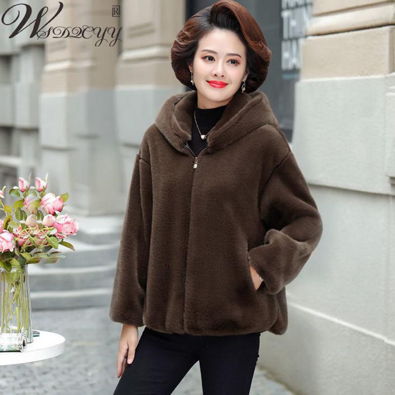 

Women's Fur Women Mother Fluffy Coats Warm Jacket Winterwear Solid Winter 2022 Fashion Faux Coat Mink Teddy, Black