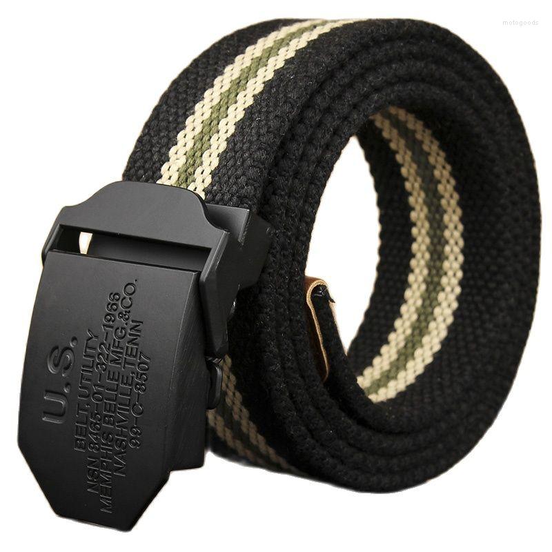 

Belts Canvas Men's Automatic Belt Buckle Korean Version Of Casual Young Students Prepare Men And Women Tidal Cloth Tape, Black