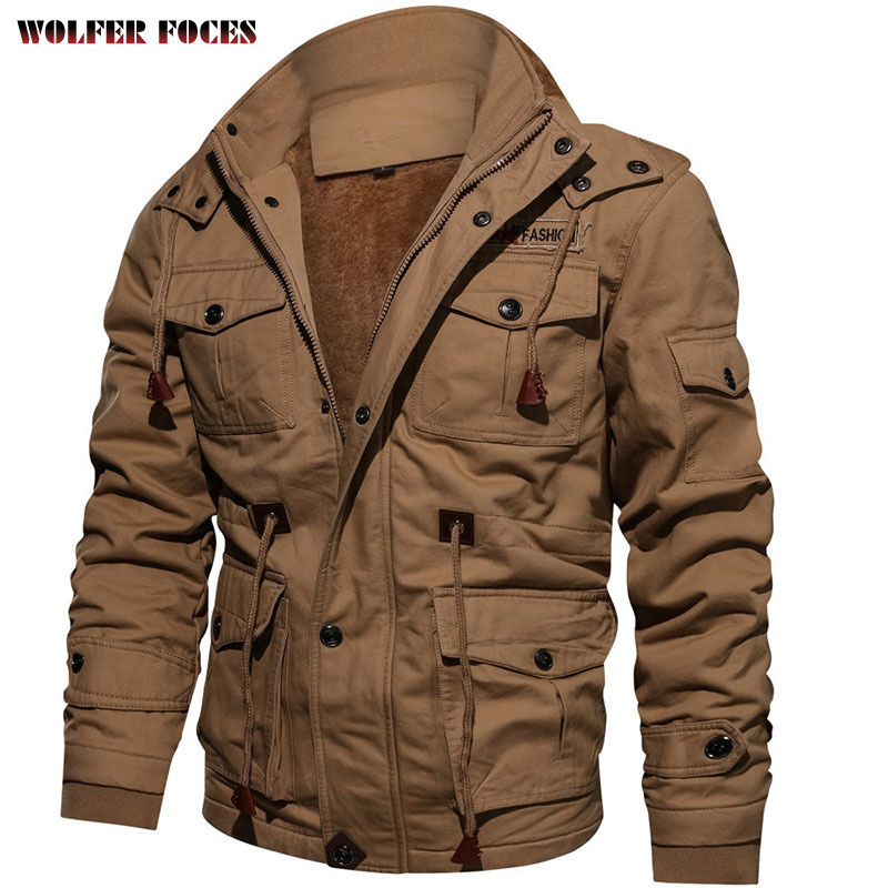 

Mens Jackets Autumn And Winter Jacket Hooded Plush Thickened Coat Large Cotton Medium Long Work Clothes Bomber Tactical Coats 221206, Black