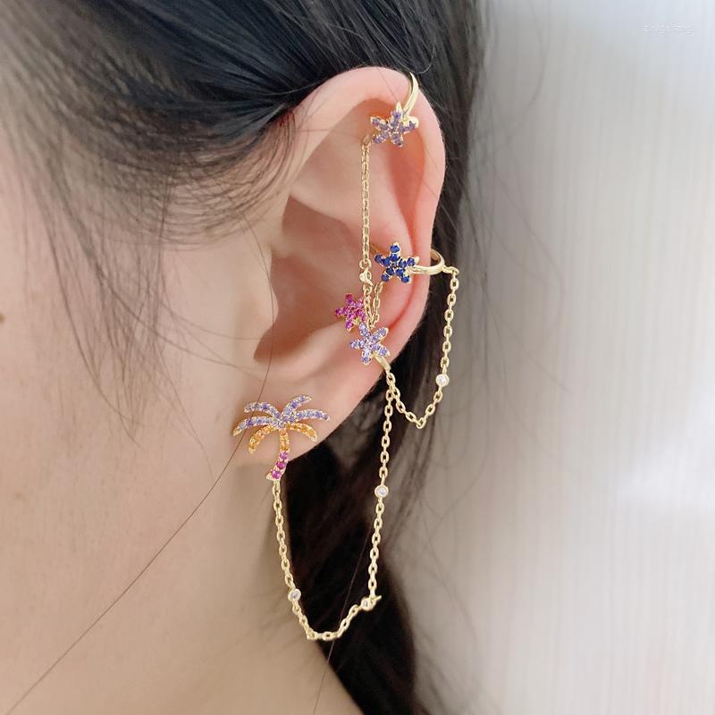 

Backs Earrings Ins Cubic Zirconia Coconut Chain Cuff For Women