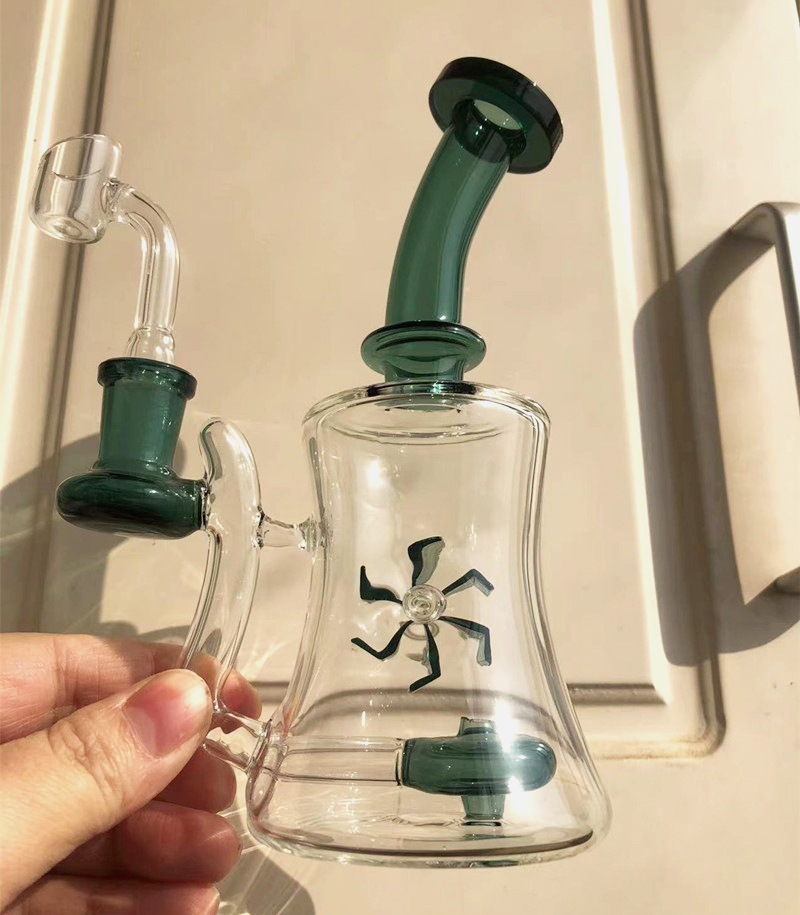 

Glass Bong heady Dab Rigs Hookahs Rotating Perc Double Function Water Pipe Recycler Oil Rig Glass Water Bongs with 14mm