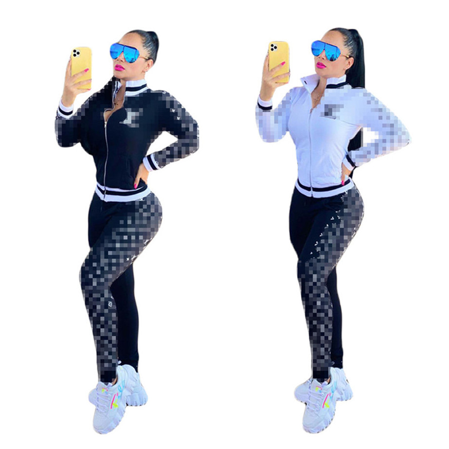 

2022 Long Sleeve Two Piece Set Women Designer Tracksuits Pants Uniform Jogging Sport Suit Fashion Letter Print Baseball K549, White