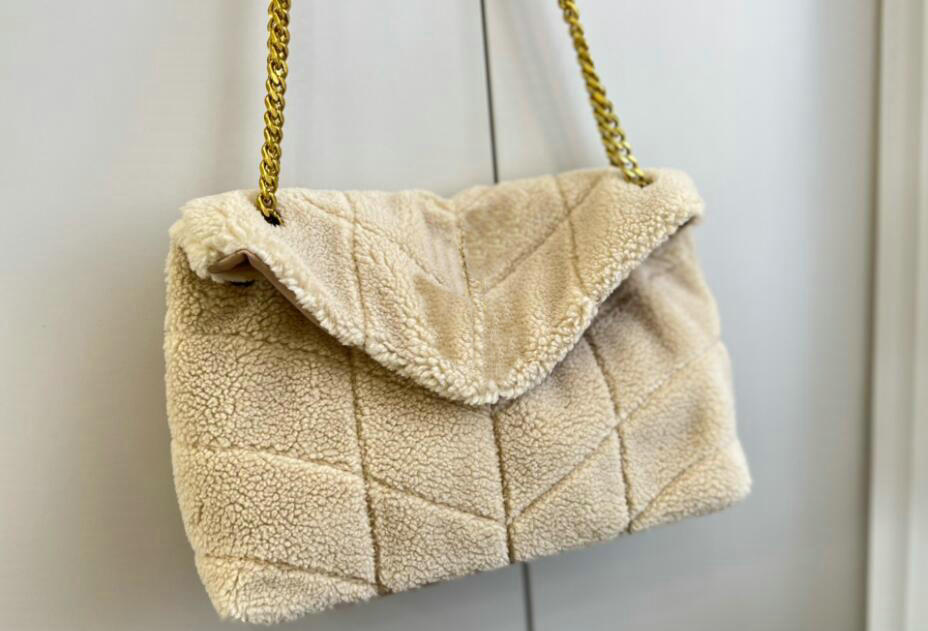 

Wool cloth loulou bags handbag qualited cashmere shoulder bag women messenger luxury designer Chain fashion hasp cross body handbags wallets flap totes purse, Beige