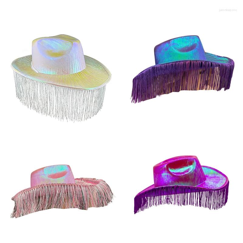 

Berets 40GC Dazzling Color Cowboy Hats Jazz Hat For Women Western Model Show Felt Adult Men, Pink