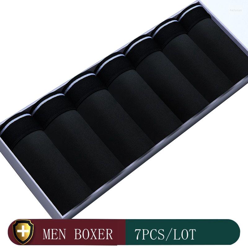 

Underpants 7 Pcs Male Panties Soft Mens Underwear Boxers Breathable Shorts Solid Black Panty Comfortable Plus Size L-3XL, E124-2