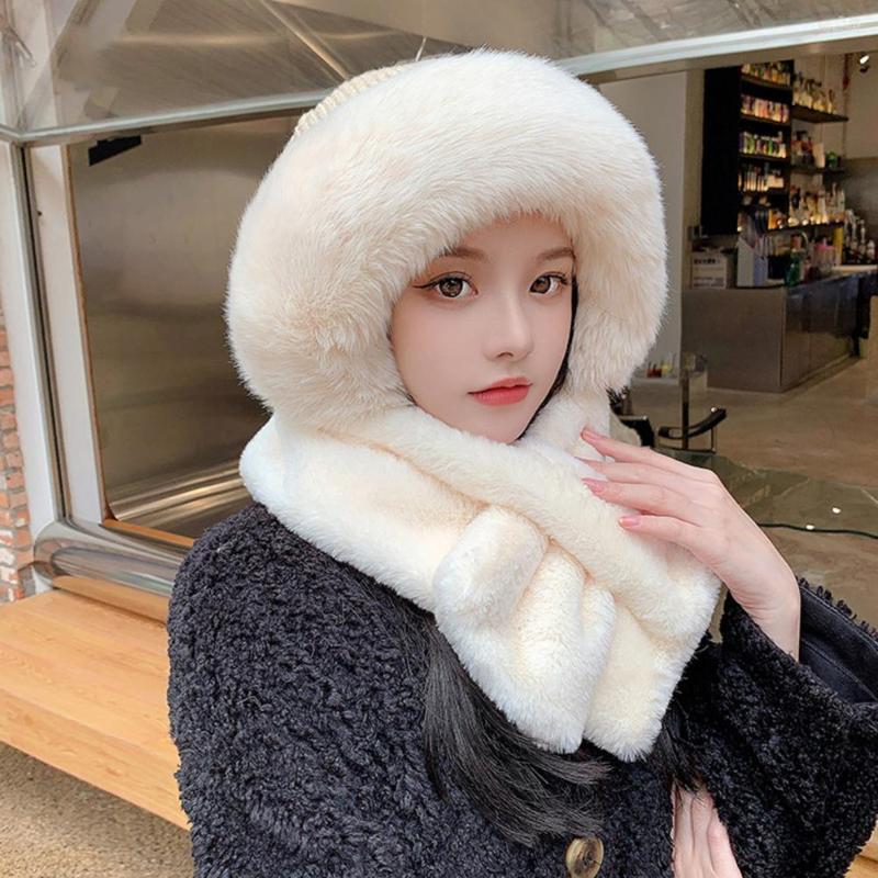 

Berets Trendy Winter Hat Scarf Cross Head Protection One Piece Windproof Lady, Grey