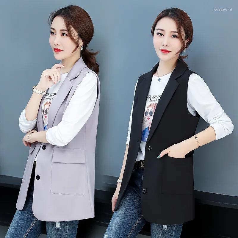 

Women's Vests 2022 Spring Autumn Vest Loose Women Blazer Light Color Black Sleeveless Jackets Fashion Waistcoat Outerwear Tops Female