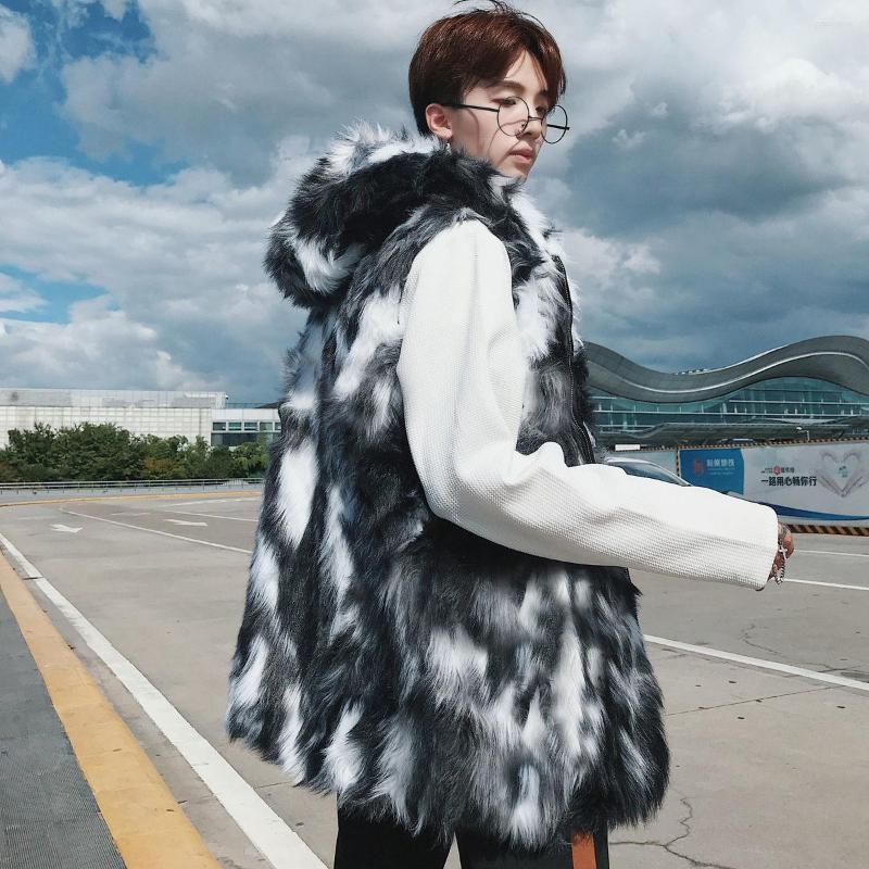 

Men's Jackets Imitation Fur Coat Men's And Women's Autumn Winter Personality Handsome Zipper Sleeveless Vest, Gray