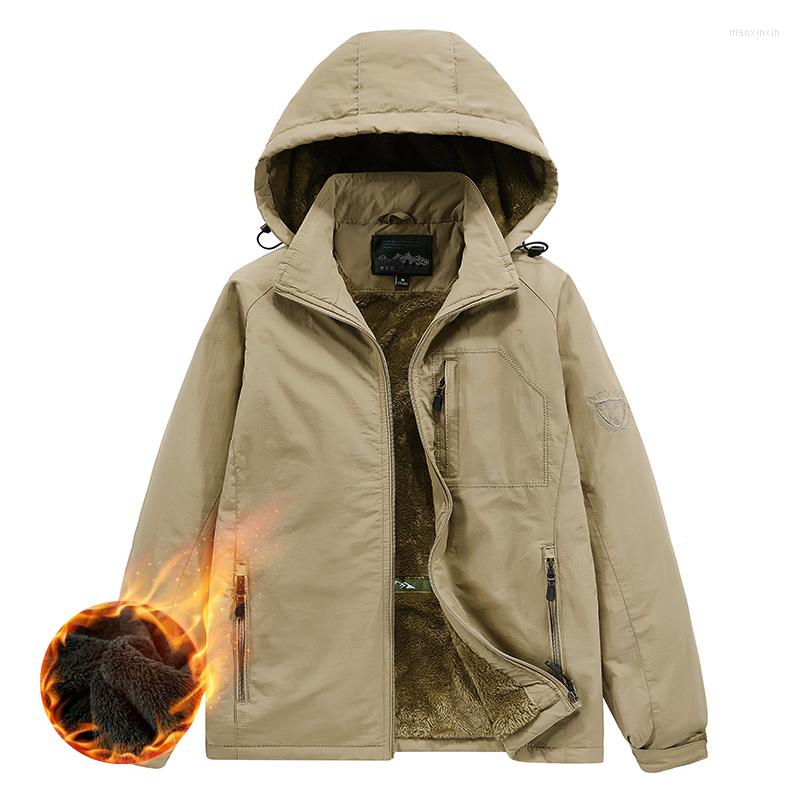

Men's Jackets Aulemen Men's Winter Jacket Fleece Warm Coats Casual Thicken Vintage Removable Hood Military Tactical Heavy Outwear Men, Black