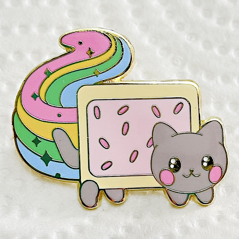 

Cartoon rainbow cat bread brooch metal badge LGBT pin anime accessories, As picture