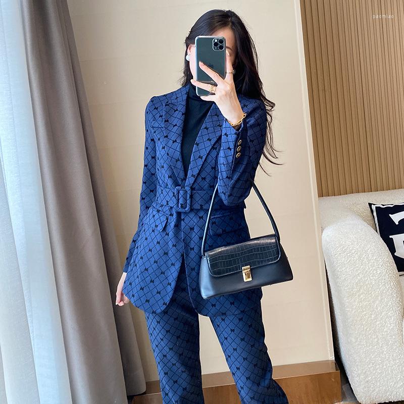 

Women's Two Piece Pants Women Elegant Print Blazers Suit Pantsuits Long Sleeve Work Office Business Formal Professional Uniform Clothes, 1x top