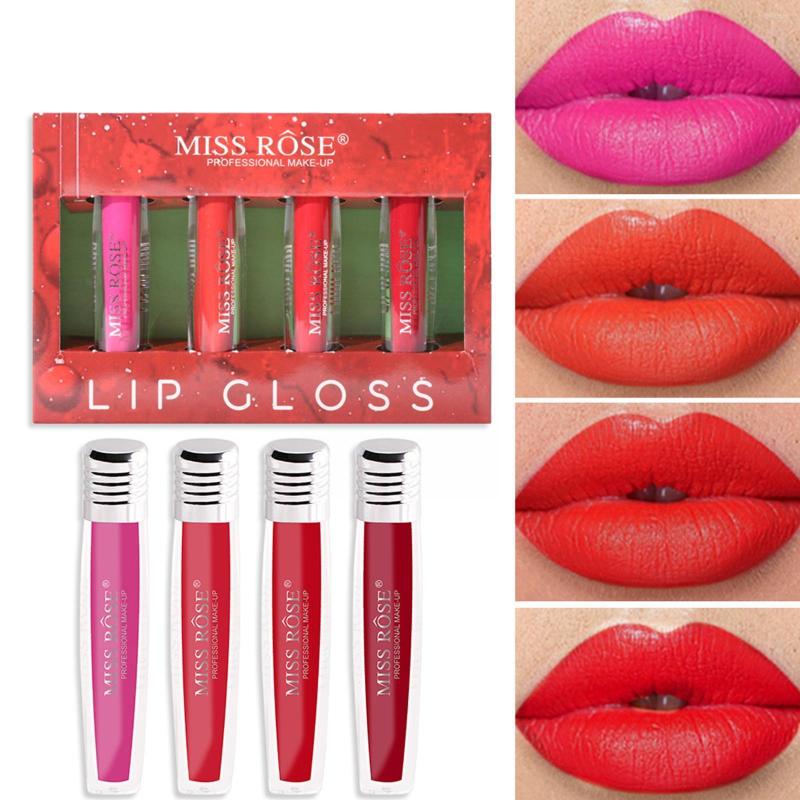 

Lip Gloss 4 Colors Matte Velvet Glaze Waterproof Lasting Not To Lipstick Moisturizing And Fade Cosmetic Easy Nude W9O2, 02