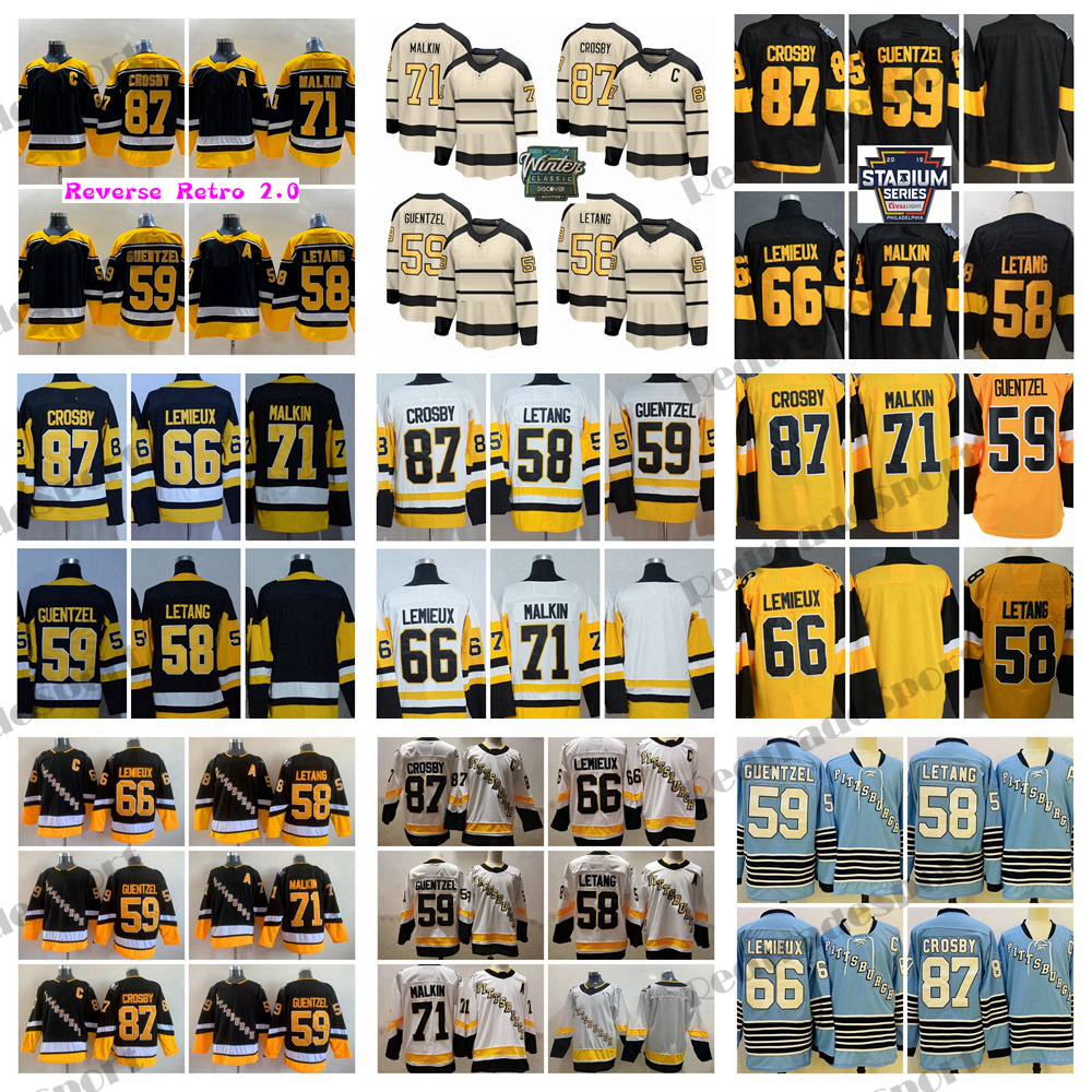 

2023 Winter Classic 87 Sidney Crosby Hockey Jerseys 71 Evgeni Malkin 59 Jake Guentzel 58 Kris Letang 66 Lemieux 21/22 Alternate Black Stitched Reverse Retro 2.0 Shirts, Light blue p