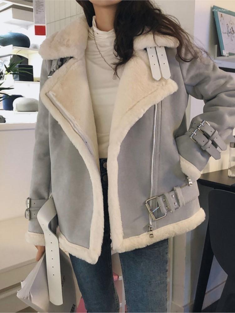

Women' Fur M GIRLS Women Winter Faux Loose Cotton Warm Thick Coat Female Suede Short Leather Jacket Casual Outwears, Khaki