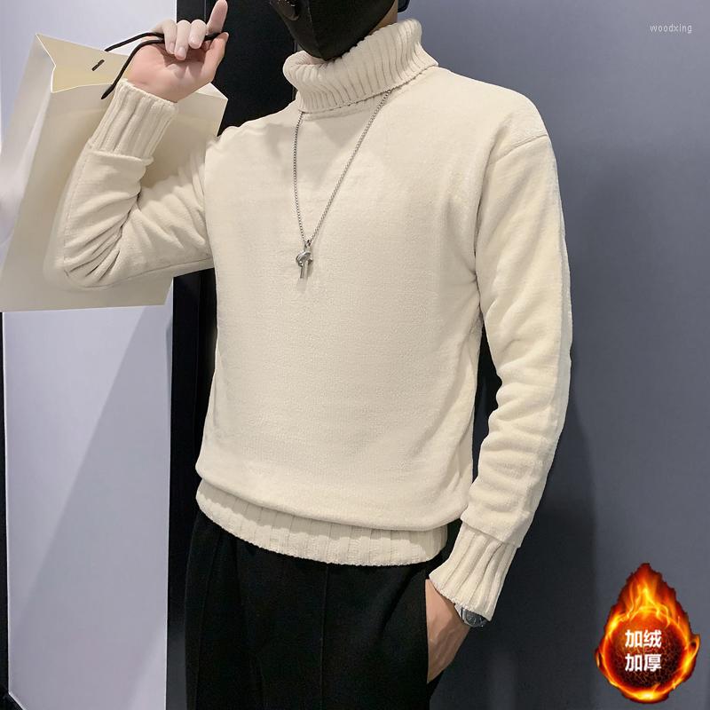 

Men's Sweaters 2022 Autumn Winter Turtleneck Sweater Men Plush Thicken Knitted Pullovers Slim Fit Long Sleeve Casual Knitwear Tops Clothing, Black