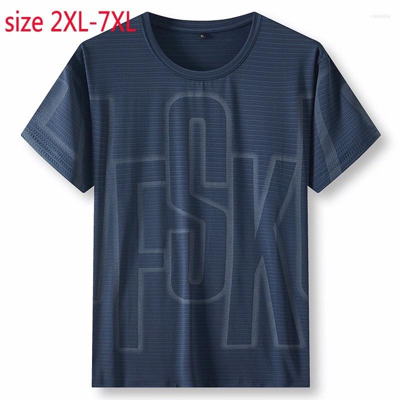 

Men's T Shirts Large Arrival Fashion O-neck Super Summer Men Stripe Printed Quick Drying Short Sleeve Knitted Casual Plus Size -6XL 7XL