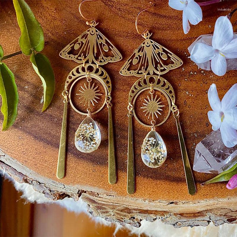 

Dangle Earrings Resin Flower Drop Moth Jewelry Hypoallergenic