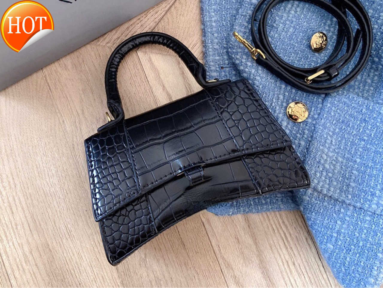 

Women's Luxury Designers Handbags 2023 Fashion New Alligator Print Flip Hourglass Bag Versatile Portable Shoulder Bags Factory Direct Sale, Elmore bkd