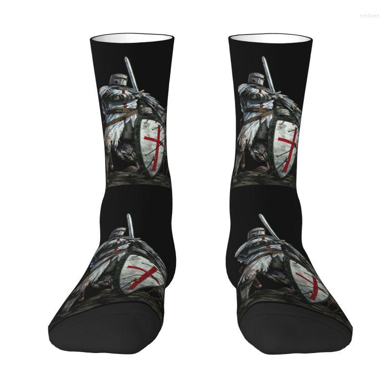 

Men's Socks Cool Printed Knights Templar Warrior For Women Men Stretch Summer Autumn Winter Medieval Shield Cross Crew