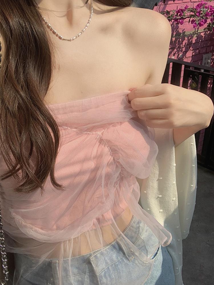 

Women' Tanks Lace Camisole Women Design Y2k Crop Tops Female Beach Style Korean Tank Corset Top Casual Sexy Blouse 2022 Summer Vest, Pink