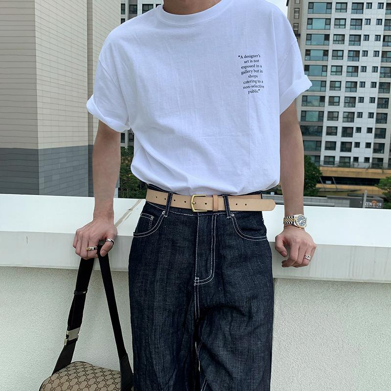 

Men's T Shirts Short Sleeve Summer T-shirt Men's Korean Fashion Round Neck Letter Print Tops Trend Loose Casual White Tee 2023 2Y8185