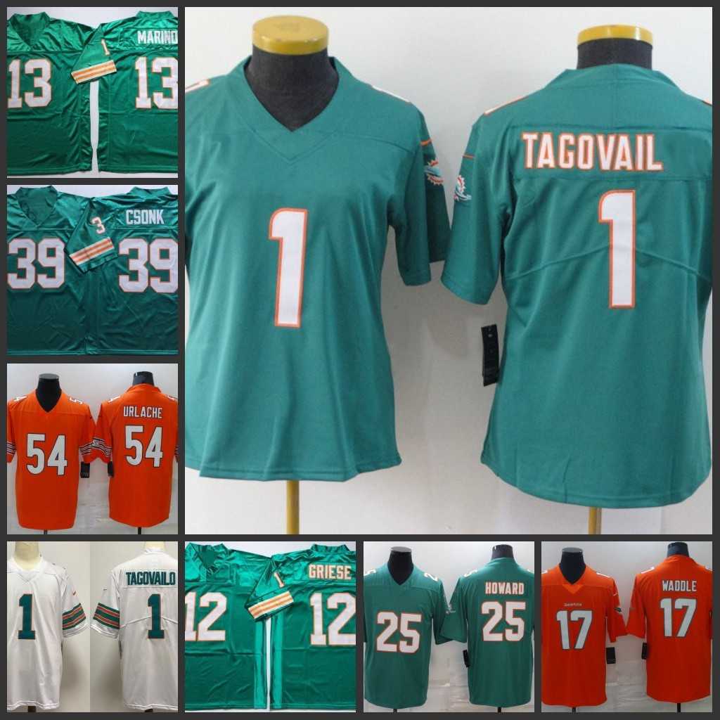 

1 Tua Tagovailoa 10 Tyreek Hill Football Jersey 17 Jaylen Waddle 13 Dan Marino Xavien Howard Jaelan Phillips Mike Gesicki Jerome Baker Will, As10