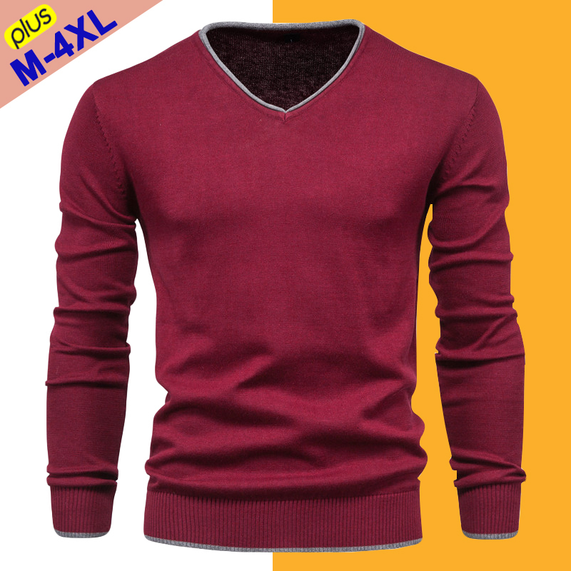 

Men's Sweaters Autumn Men Pullover Spring Cotton V-Neck Solid Slim Sweater Jumpers Male Knitwear Man Plus Size 4XL Simple Style Jersey 221206, Light blue