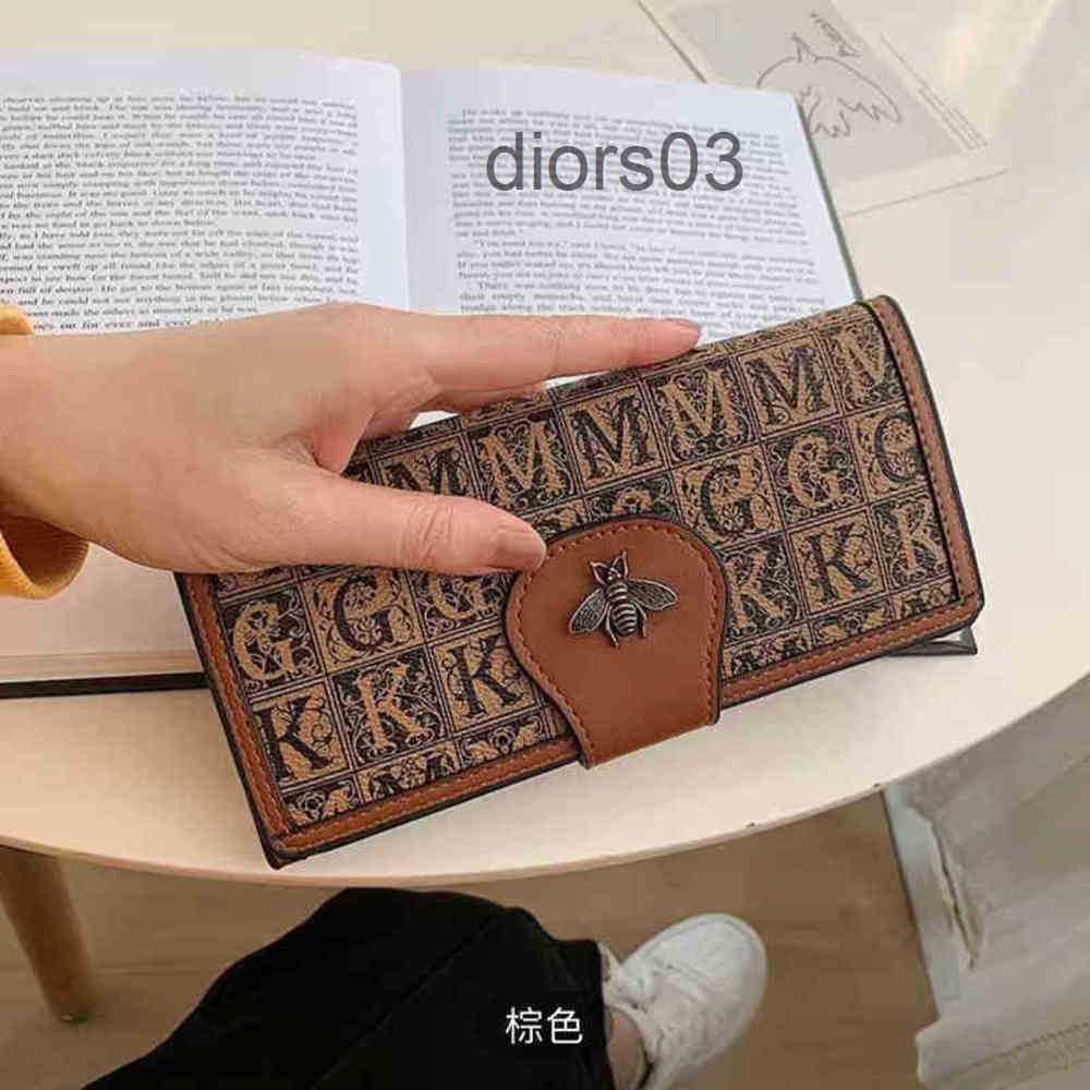 

Little Bee Wallet Womens Mens New European American Fashion Brands Printed Leather Buckle Folding Wallet Long Multi Card Slot Card Bag, Coffee short