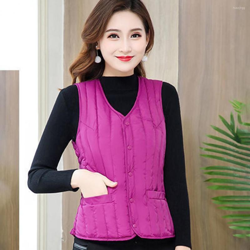 

Women's Vests Thermal Vest Solid Color Comfortable Thickened Slim Fit Single-breasted Everyday Wear Polyester Sleeveless Down Cotton, Red