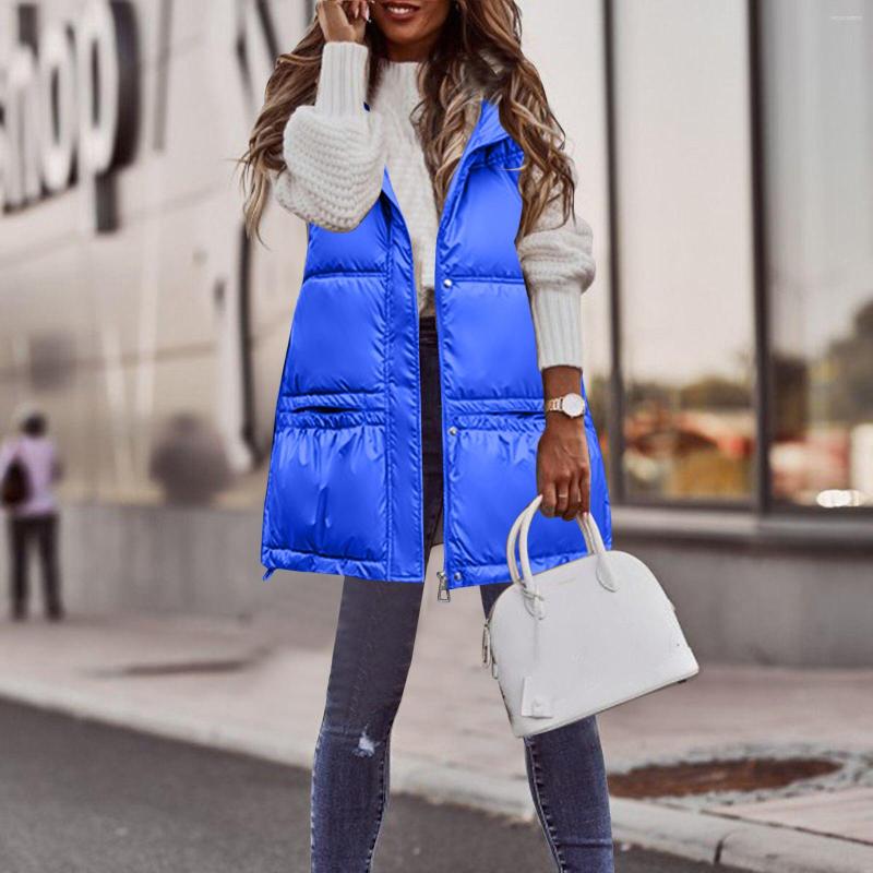 

Women's Vests Womens Hooded Down Vest Autumn And Winter Casual Jacket, Beige