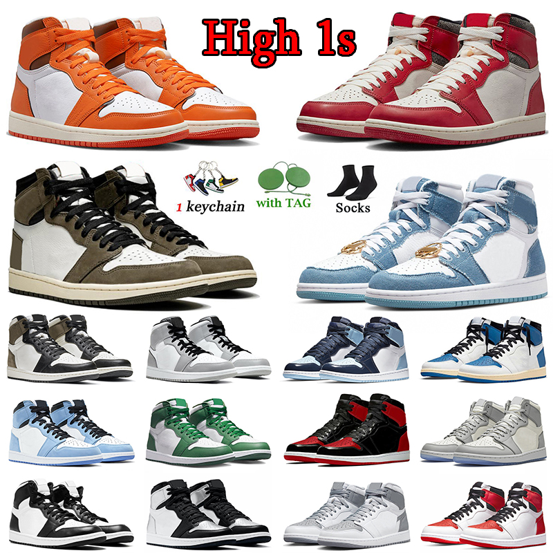 

High OG Denim Starfish 1s Basketball Shoes Lost And Found Jumpman 1 Trainers Patent Bred Cactus Jack Dark Mocha Offs White Yellow Toe Taxi Homage Mens Women sneakers, B21 mid homage 36-46
