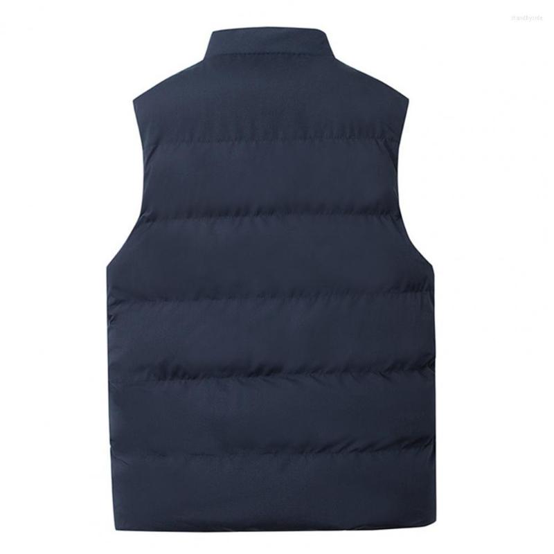 

Men's Vests Men Waistcoat Padded Pockets Keep Warm Plus Size Winter Cotton For Home, Blue