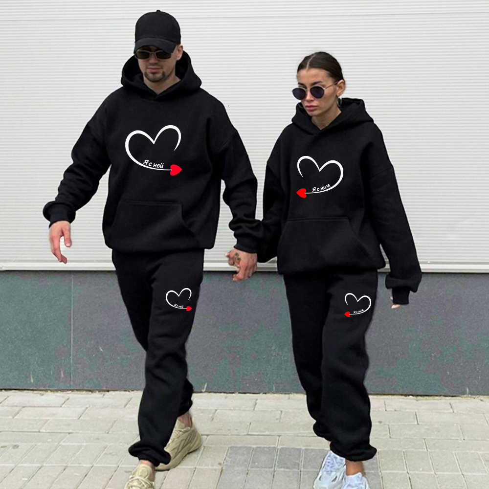 

Men's Tracksuits Couple Tracksuit I'm With Her Print Lover Hoodie and Pants 2 Pieces Clothes Men Sweatshirts Women Hoodies Fleece Suits 221206, White-top-men