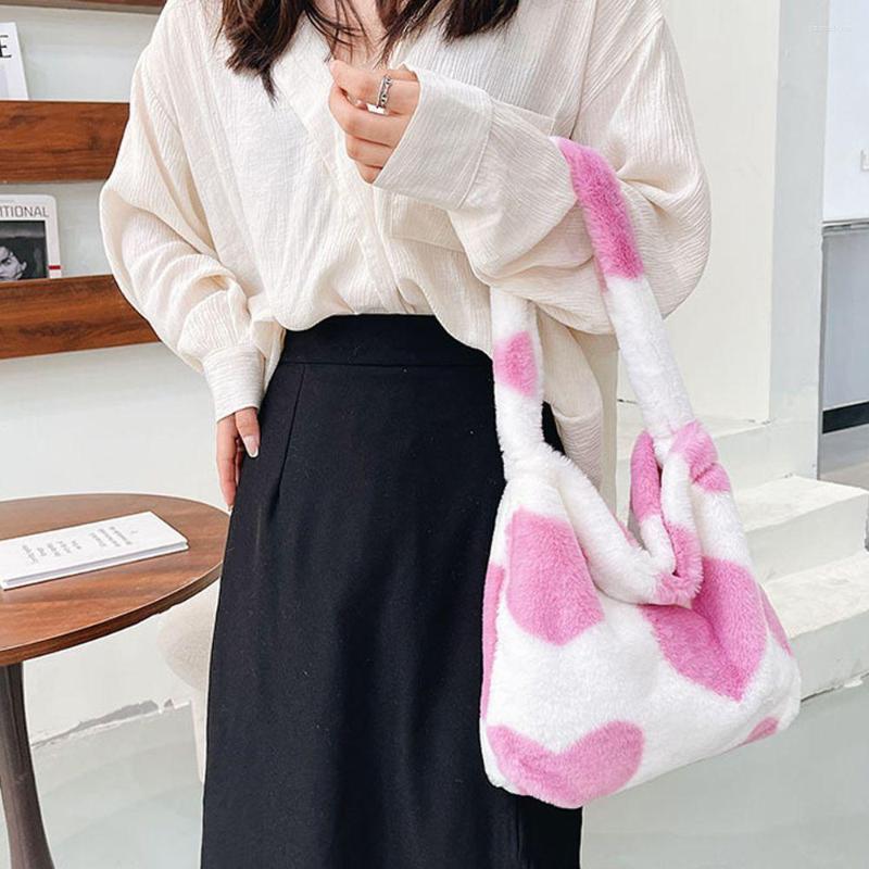 

Evening Bags Fluffy Shoulder For Women Top-handle Bag Female Autumn Handbag Plush Tote Girls Fashion Shopping Handbags, Leopard