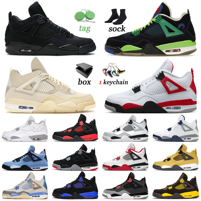 

Jordens 4 4s Basketball Shoes High quality J4 Red Thunder Jumpman Men Women Trainers Offs White Oreo Violet Ore Military Black Canvas Sail Manila Sneakers Sports US 13, 40-47 military black