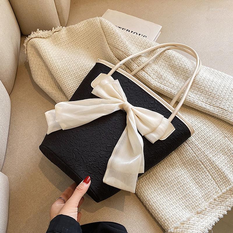 

Evening Bags Summer Bow Bag Women 2022 Fashion Simple Women's Net Red Shoulder Versatile Underarm Bucket, Black