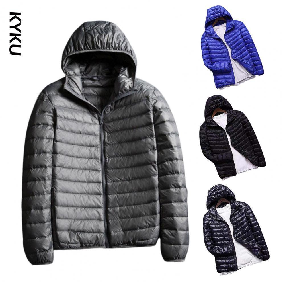 

Mens Jackets Men Down Coat Solid Color Padded Hooded Zipper Cardigan Lightweight WinterAutumn Jacket for Daily Wear 221206, Black