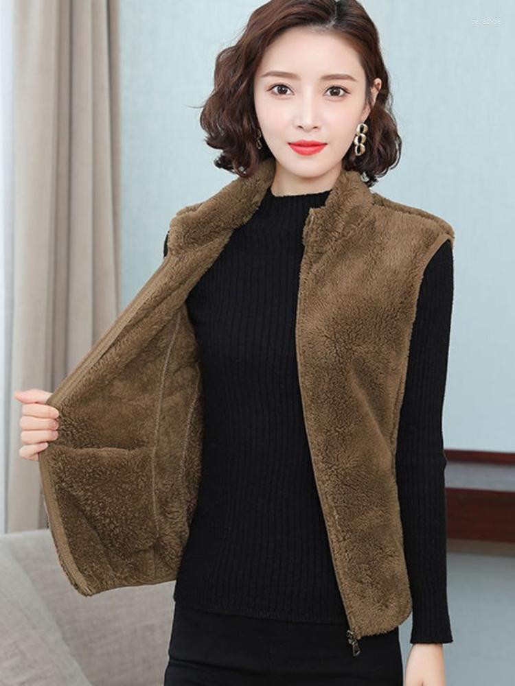 

Women's Fur Spring Autumn Long Vest Female Waistcoat Sleeveless Jacket Women Zipper Fleece Vests 4XL Clothing 2022, Red