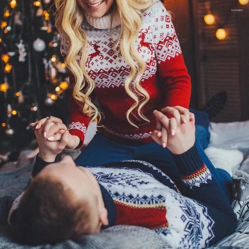 

Men' Sweaters 2023 Year' Clothes Women Men Matching Christmas Family Couples Jumpers Warm Thick Turtleneck Knitwear Xmas Look