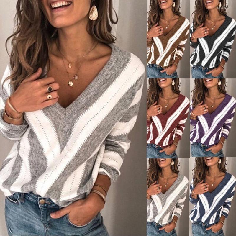 

Women's Vests High Quality Women's Loose V-Neck Long Sleeve Knitted Wear, Khaki