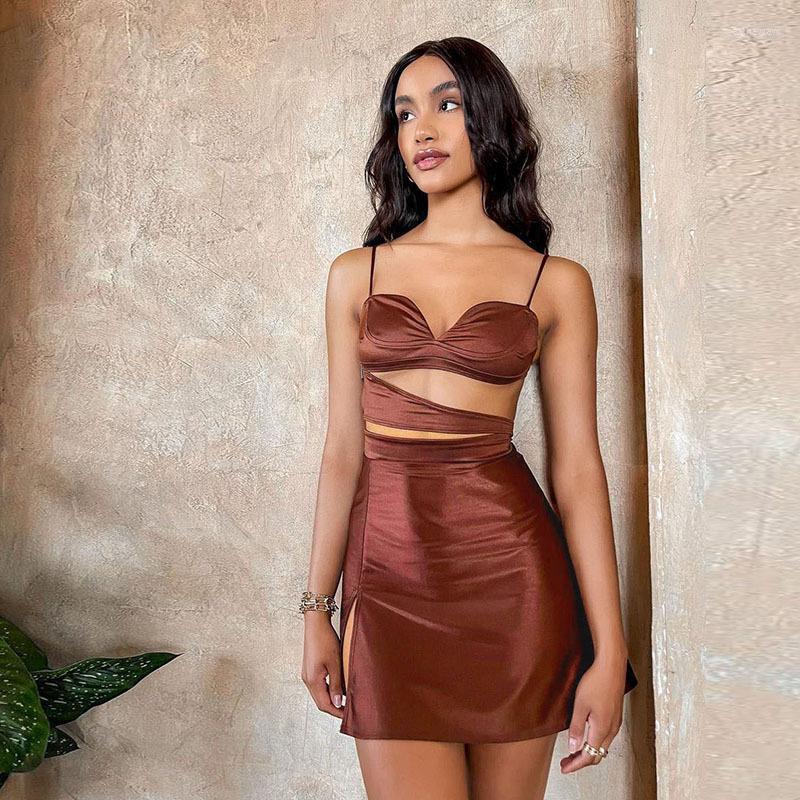 

Work Dresses NatteMaid FD Wind 2022 Summer Women' Dress Suspender Navel Exposed Vest High Waist Hip Wrap Skirt Casual Suit Women, Brown