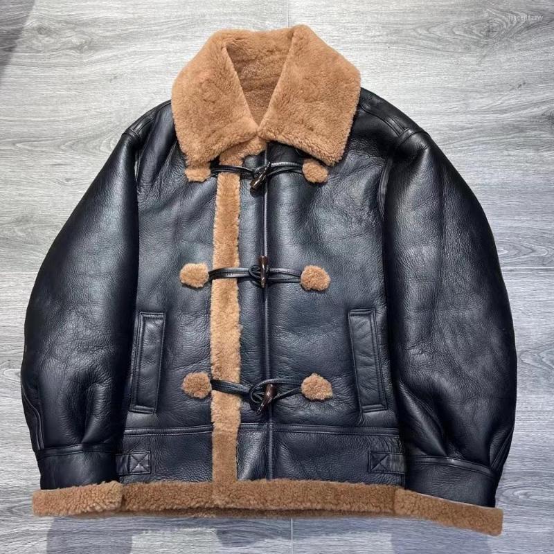 

Women' Leather Shearling Coat Lady Femail Mongolia Lamb Fur Cloth, As show