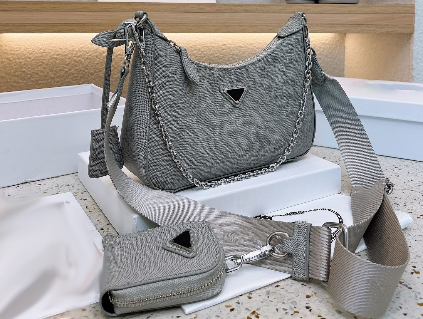 

Luxury Tote Brand Shoulder Bag Crossbody Handbag Genuine Leather Cattlehide Designer Messenger Bags 5A Quality Canvas 21CM 3PCS/SET, Original box