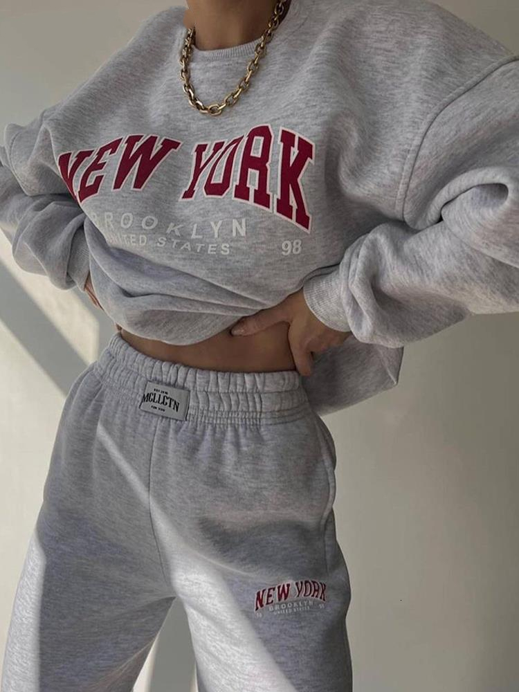 

Womens Two Piece Pants Casual Printed Letter Fleece Sweatshirt Women Suit Oneck Top Trousers Female 2 Set Autumn Winter Ladies Sports Suits 221206, Apricot