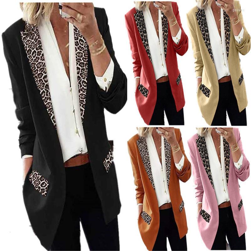 

Women' Suits Fashion Trend Women Lapel Leopard Print Long Sleeves Suit Jacket Elegant Fall Winter Office Lady Cardigan Coat Casual, Black