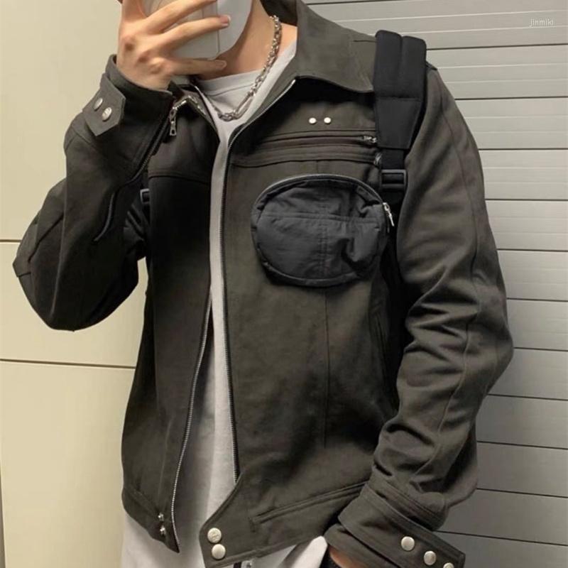 

Men's Jackets 2023 Far High Arcade Multi Pocket Work Clothes Zipper Men's And Women's, Dark grey