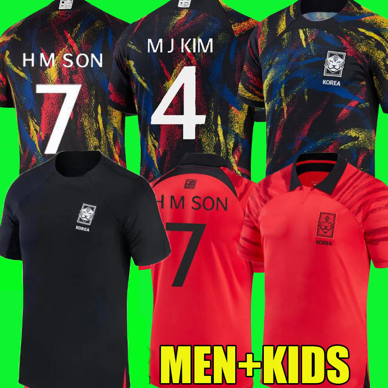 

2022 South Korea soccer jerseys home away SON HWANG KIM JEONG SUNG LEE KWON 2023 black training FOOTBALL SHIRTS 22 23 national team LONG SLEEVE KIDS kits FANS VERSION, Home ls