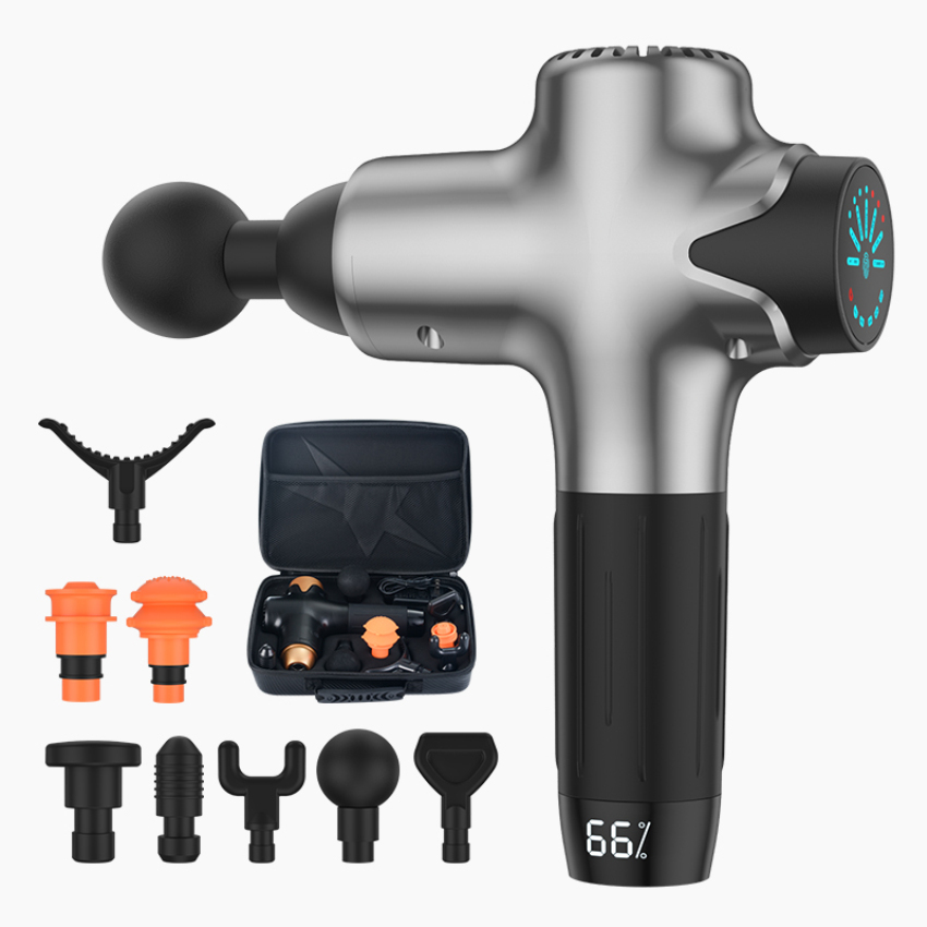 

Electronics Massage Gun 12 Heads Muscle Relaxer 2500mAh High Frequency Vibration Massager LCD Touch Control 7 Level Speed Facia Percussion Male Female