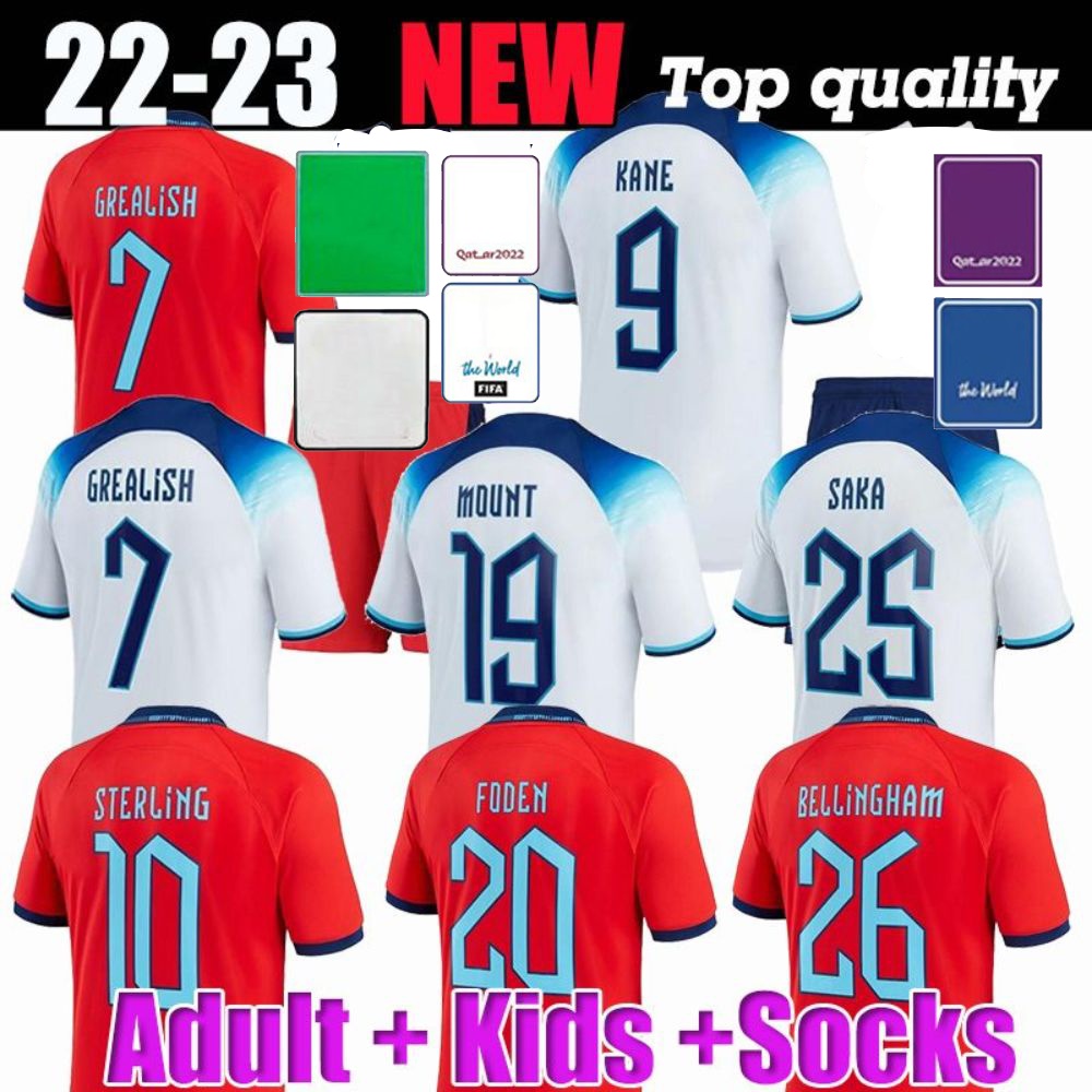 

2023 STERLING soccer jersey KANE RASHFORD SANCHO GREALISH MOUNT FODEN HENDERSON SAKA Englands 2022 world cup football top shirt men kids kit sets uniforms, 22-23 away6